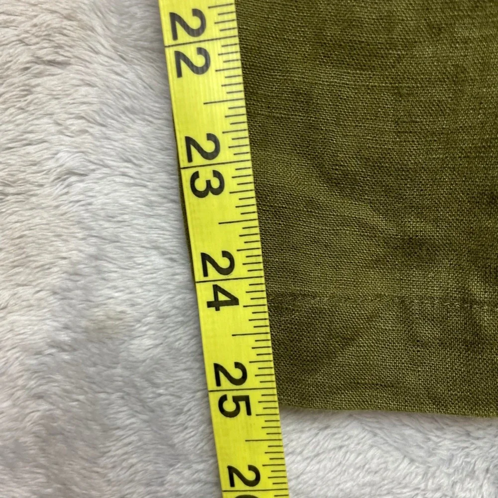 Quince Womens European Linen Pants Sz L Olive Green High Rise Cropped Relaxed